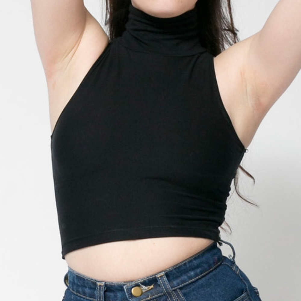 American Apparel black sleeveless turtleneck crop